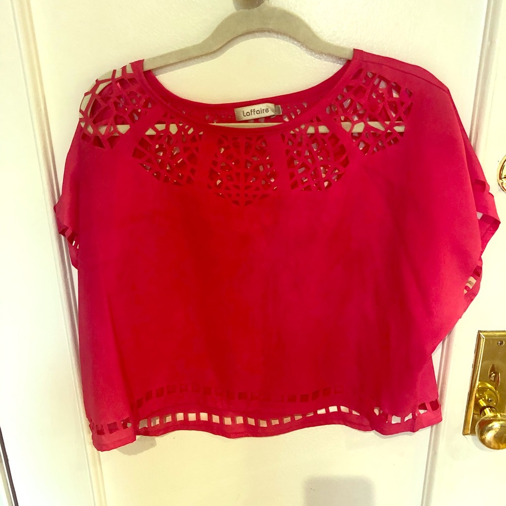Pink shirt sleeve crop top